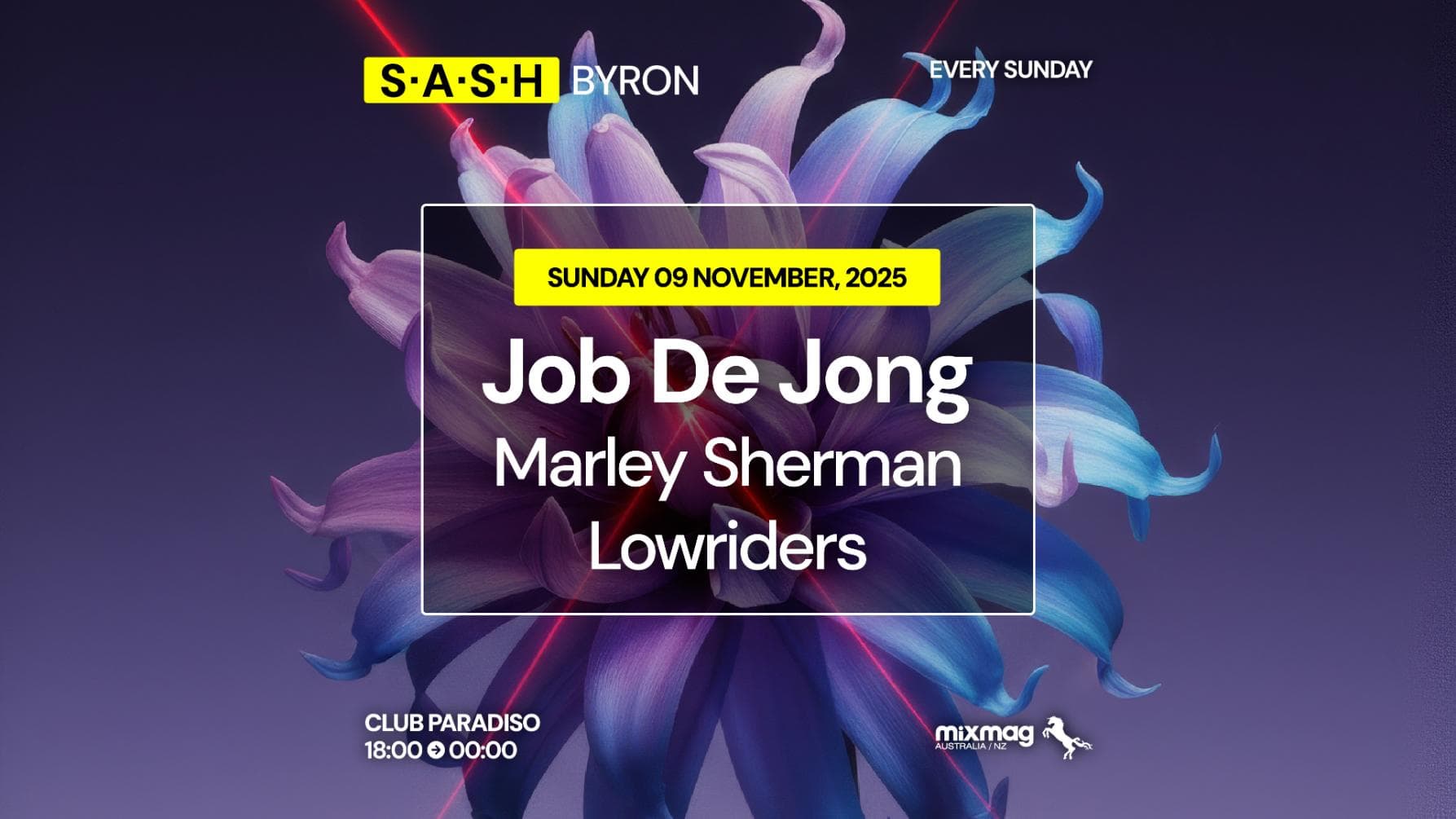 ★ S.A.S.H Byron ★ Job De Jong ★ Sunday 9th November ★